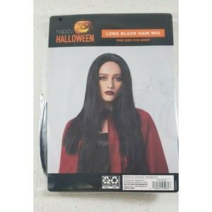 HALLOWEEN Cosplay Beautiful Long Black Hair Wig Adult One Size Fits Most New